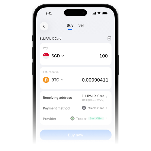 ELLIPAL App Buy screen purchasing DOGE with USD