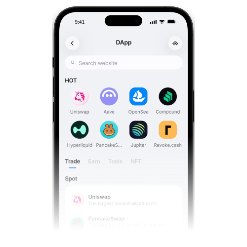 ELLIPAL App Connect dApps screen with supported dApps