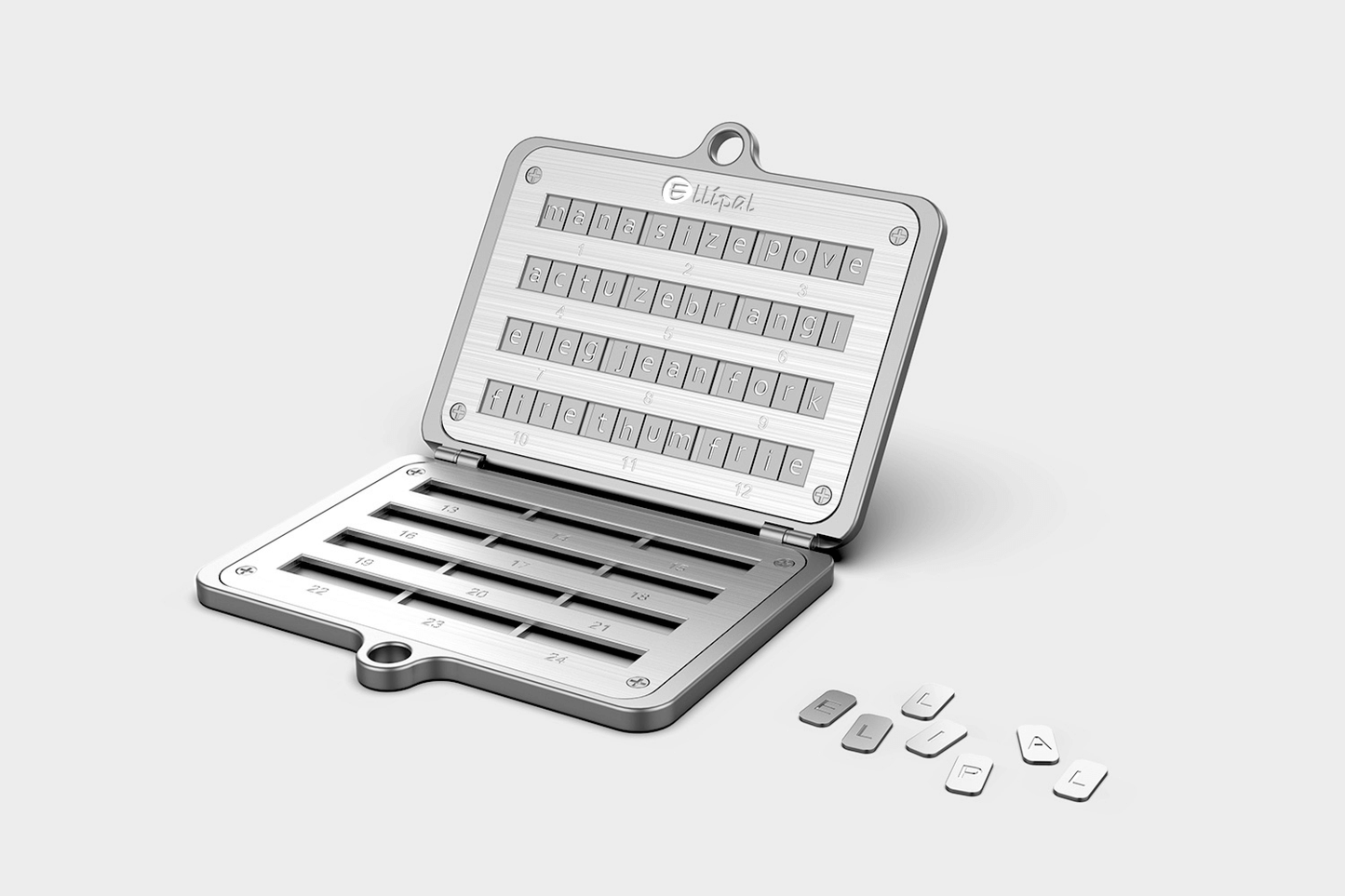 ELLIPAL Seed Phrase Steel DUO open for crypto wallet backup