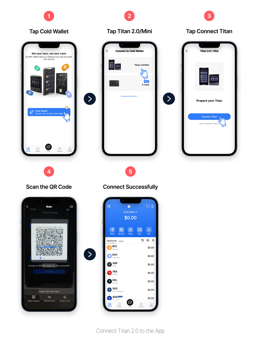 Steps to connect ELLIPAL Titan 2.0 to the ELLIPAL App using a QR Code