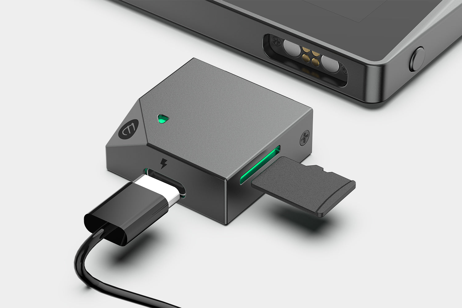 ELLIPAL Titan Mini Adapter connected to crypto wallet for data transfer.