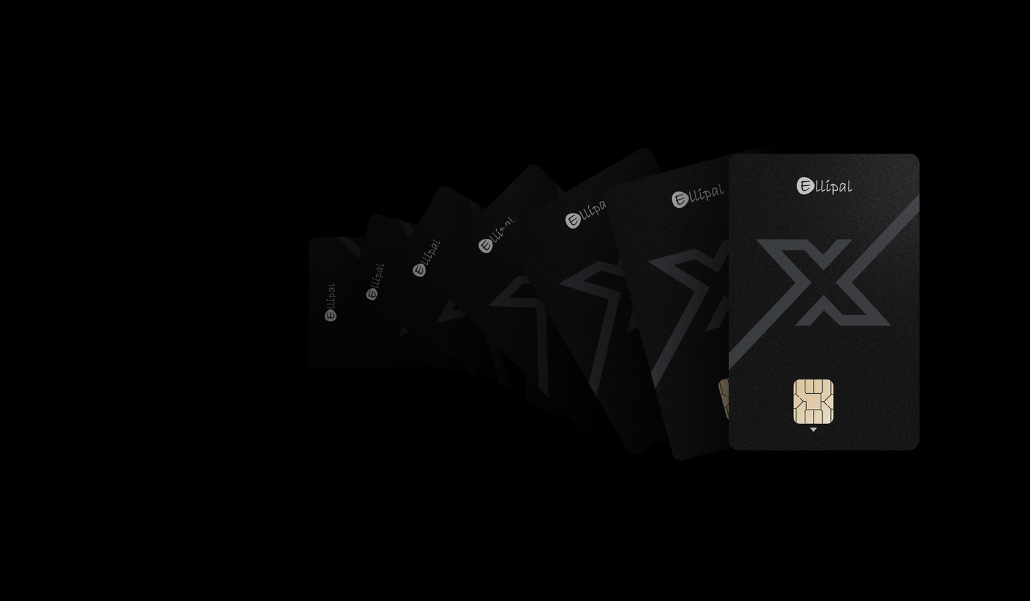Multiple Ellipal X Card crypto cold wallets fanned out.