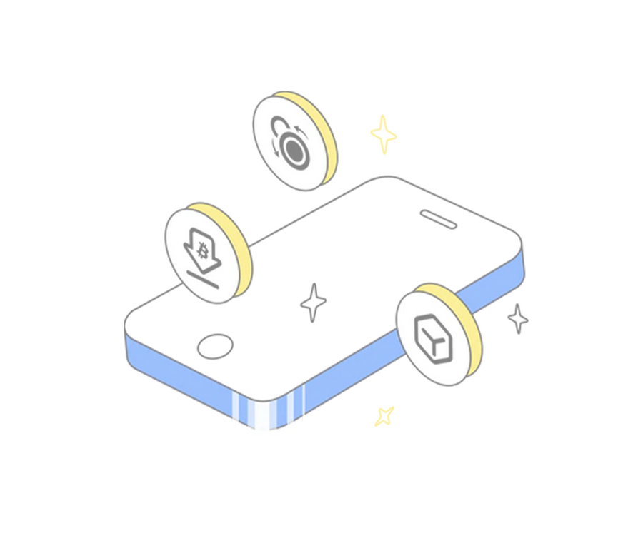 Illustration of the ELLIPAL App connecting wallet ownership with on-chain services