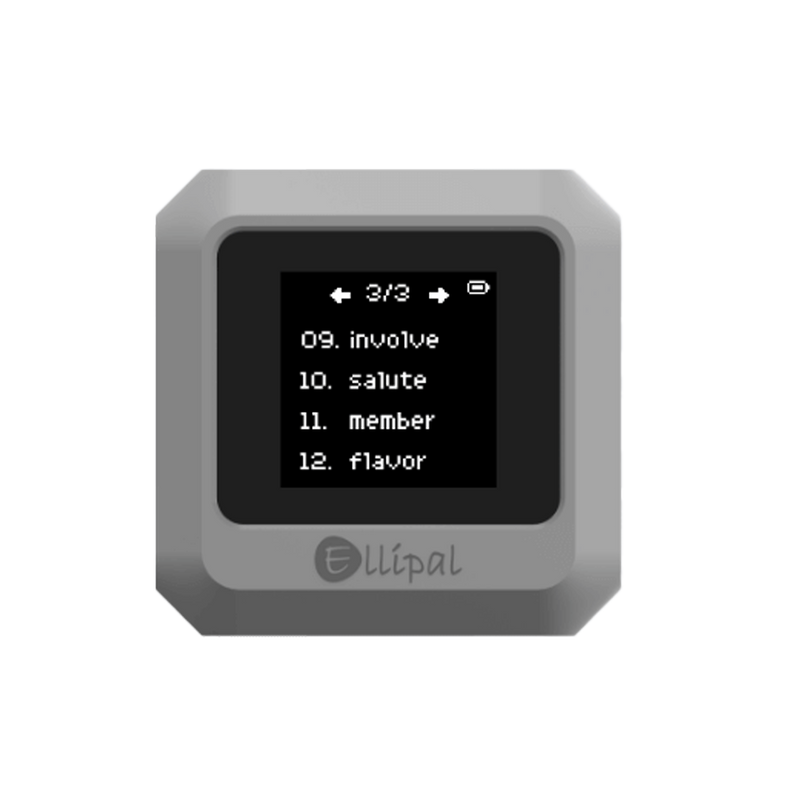 ELLIPAL Joy displaying Seed Phrase words for offline backup