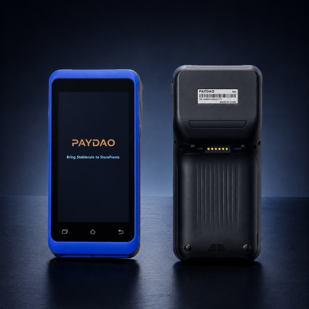 ELLIPAL PayDAO POS Terminal with charging dock.