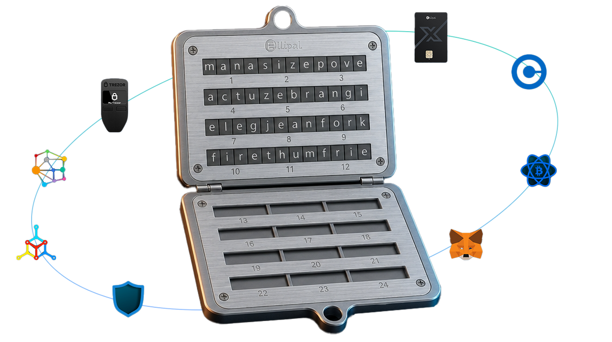 ELLIPAL Seed Phrase Steel storing any BIP39 phrase