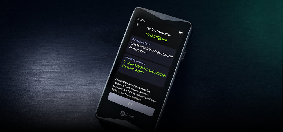 ELLIPAL Titan 2.0 4-inch screen showing transaction detail