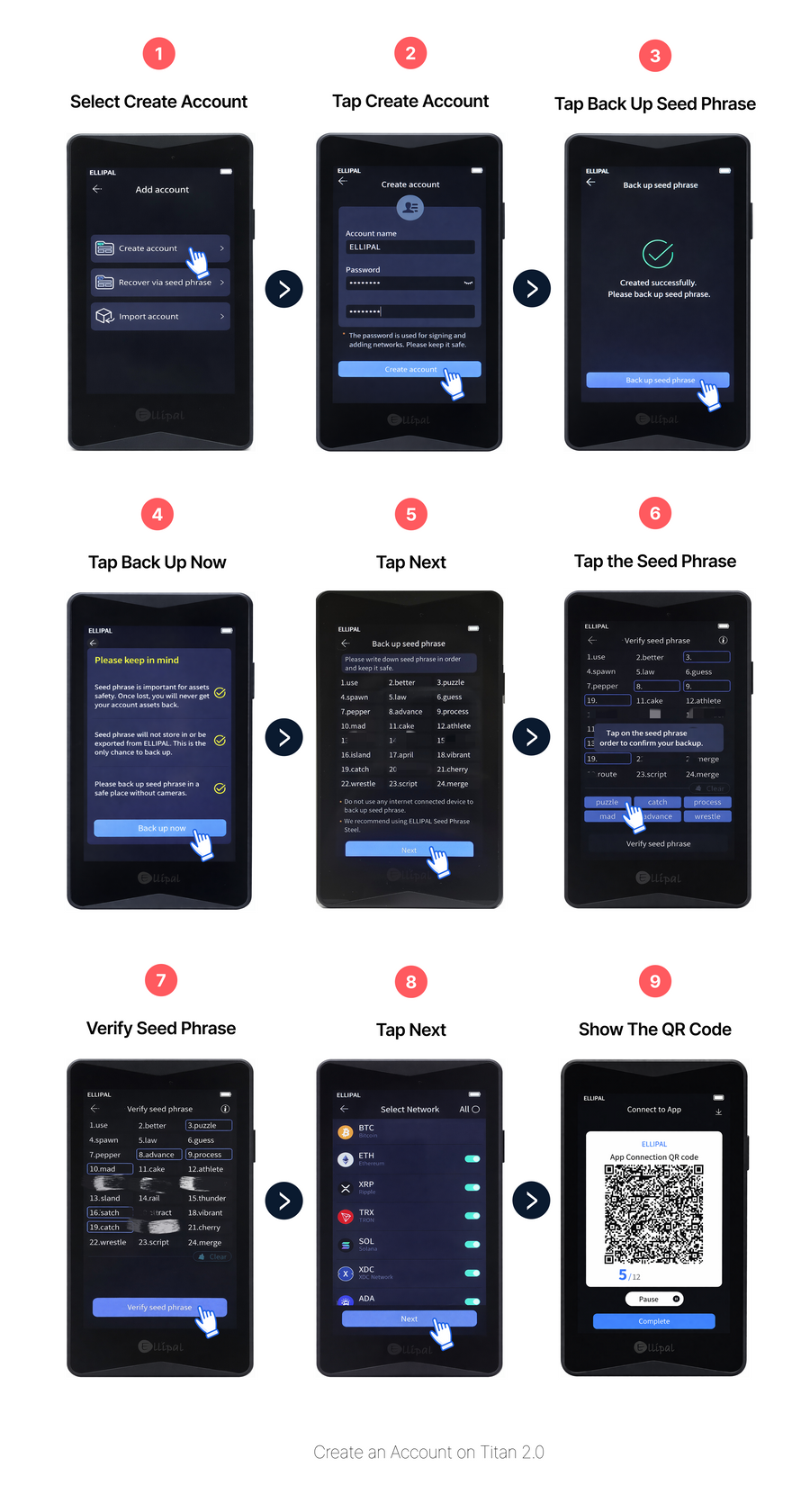 Step-by-step guide to Create Wallet on ELLIPAL Titan 2.0