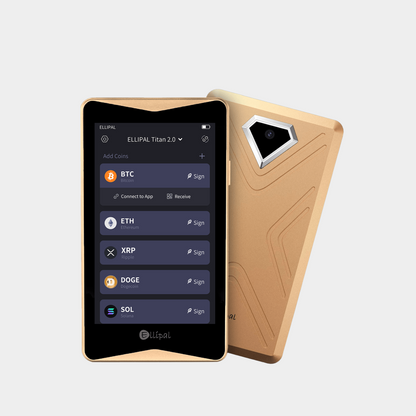 ELLIPAL Titan 2.0 in Gold, front and back view
