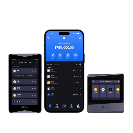 ELLIPAL Titan 2.0 and ELLIPAL Titan Mini connected to the ELLIPAL App