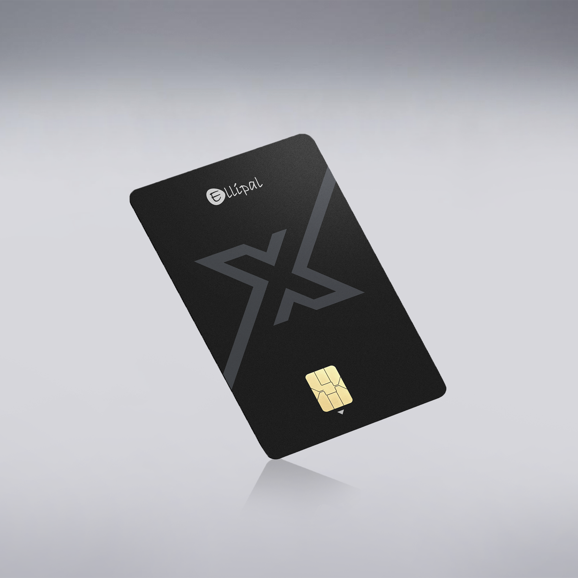 Black ELLIPAL X Card NFC cold wallet with secure chip and minimalist card design.