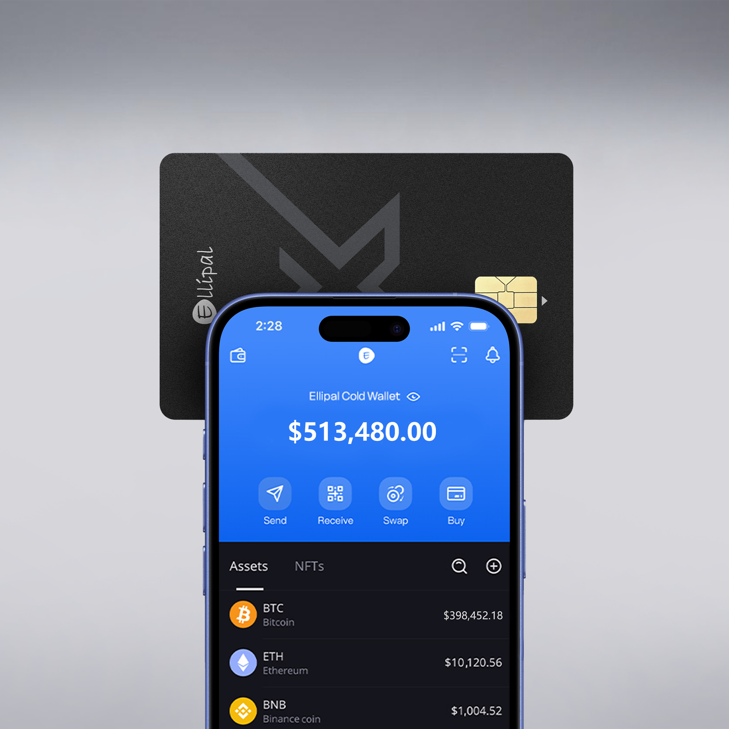 ELLIPAL X Card Cold Wallet NFC connection with smartphone