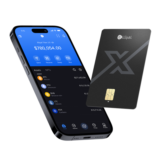 ELLIPAL X Card connected to the ELLIPAL App on a smartphone